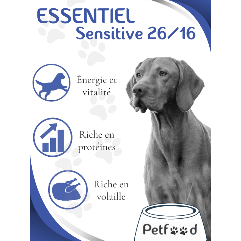 Croquettes Essentiel Sensitive 26/16 Low Grain Nature Dog 15kg
