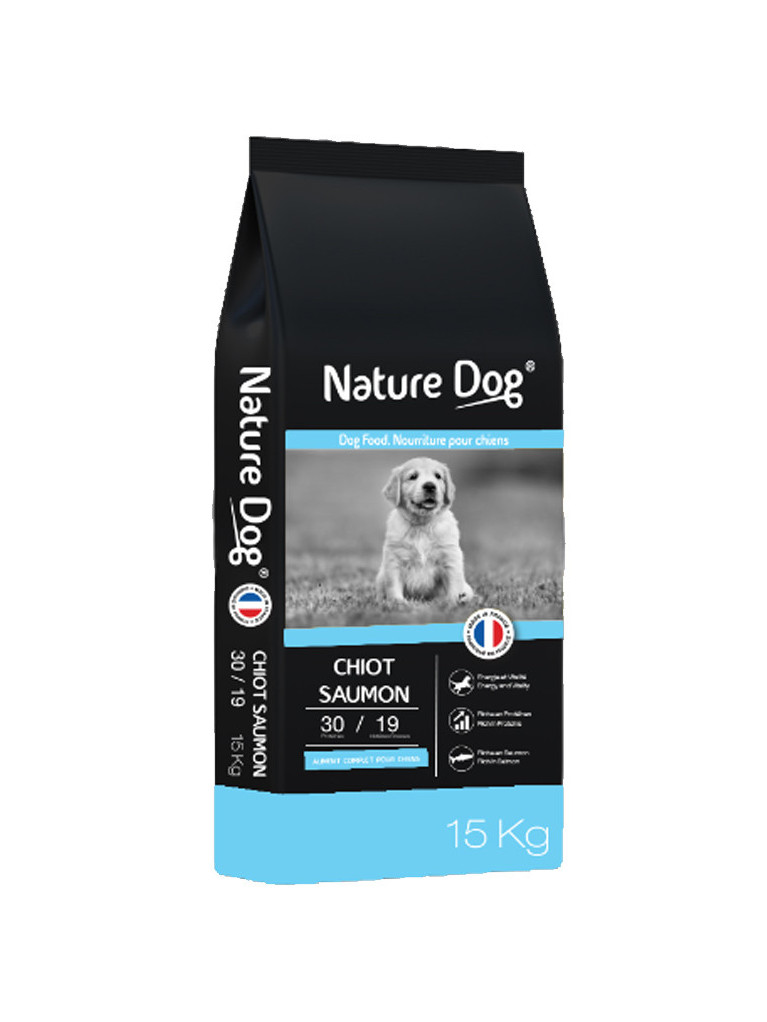 Croquettes chiot 30/19 saumon 15kg Nature Dog