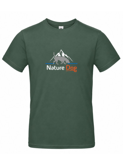 T-shirt chien avec logo et trait bleu femme Nature Dog