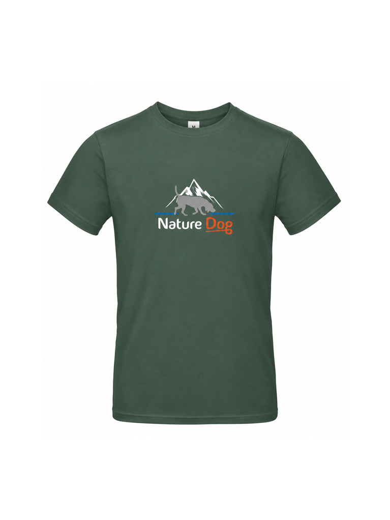 T-shirt chien avec logo et trait bleu femme Nature Dog