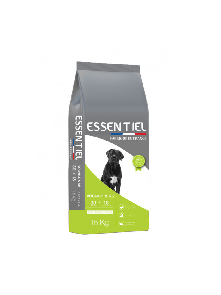 Croquettes Essentiel Volaille et Riz 30/18 Low Grain Nature Dog 15Kg